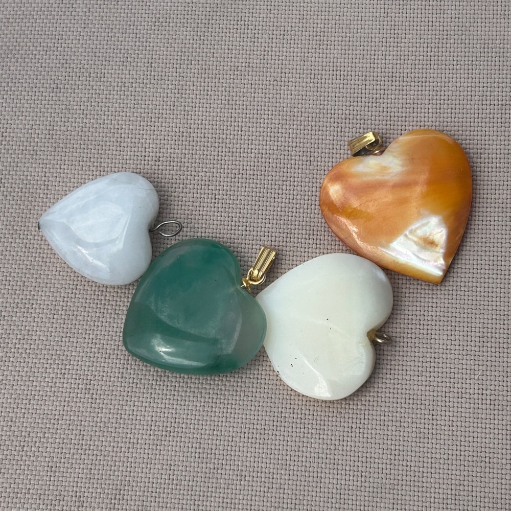 Elegant Heart Pendant Set - Gold, Green, White, Orange